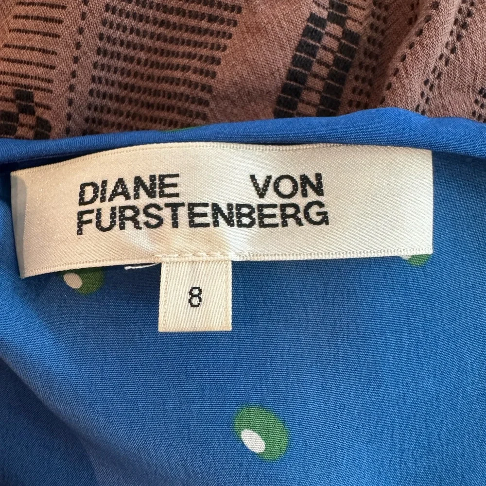 Diane Von Furstenberg Iconic Wrap Maxi Dress- Blue & Green Dot - Picture 5 of 8